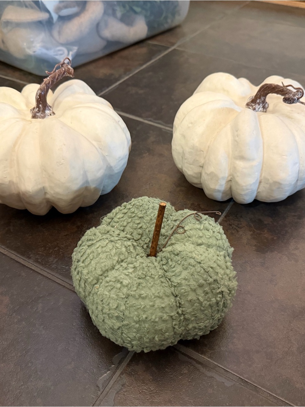 Decorative Green Fabric Pumpkin Accent - Home Bath